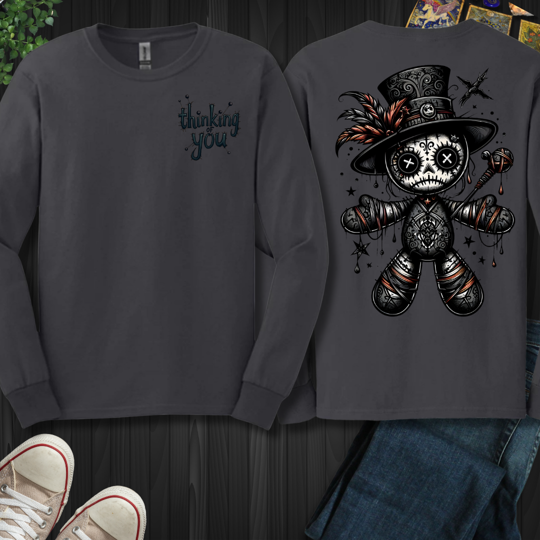 Thinking of You Voodoo Doll Front and Back Long Sleeve Tee