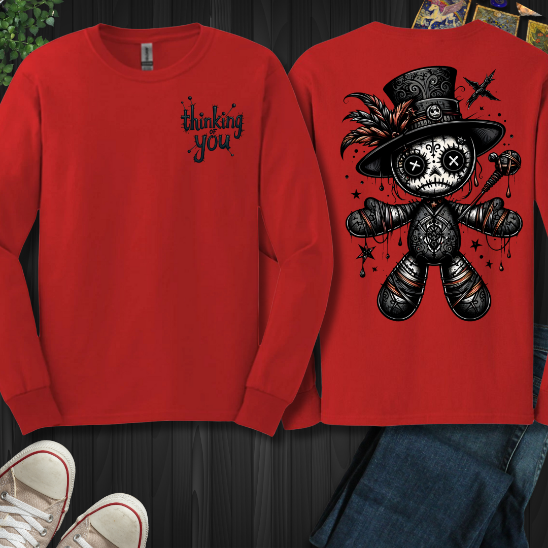 Thinking of You Voodoo Doll Front and Back Long Sleeve Tee