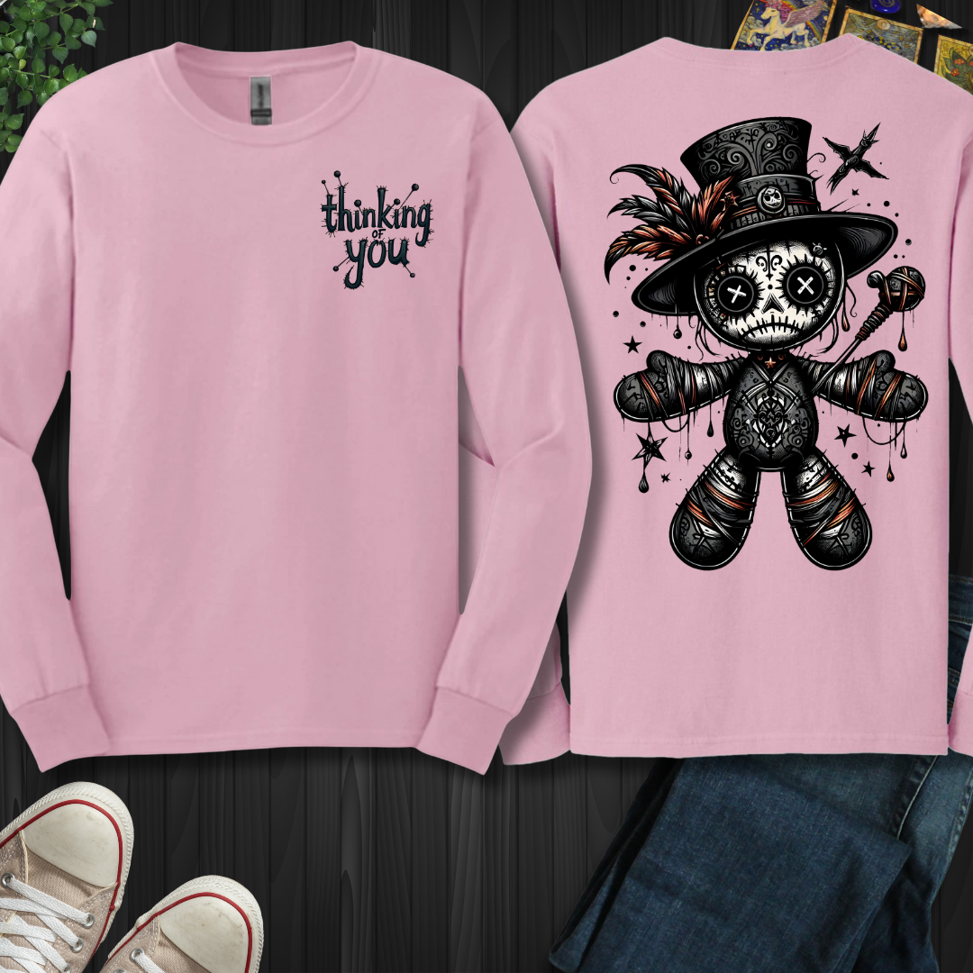 Thinking of You Voodoo Doll Front and Back Long Sleeve Tee