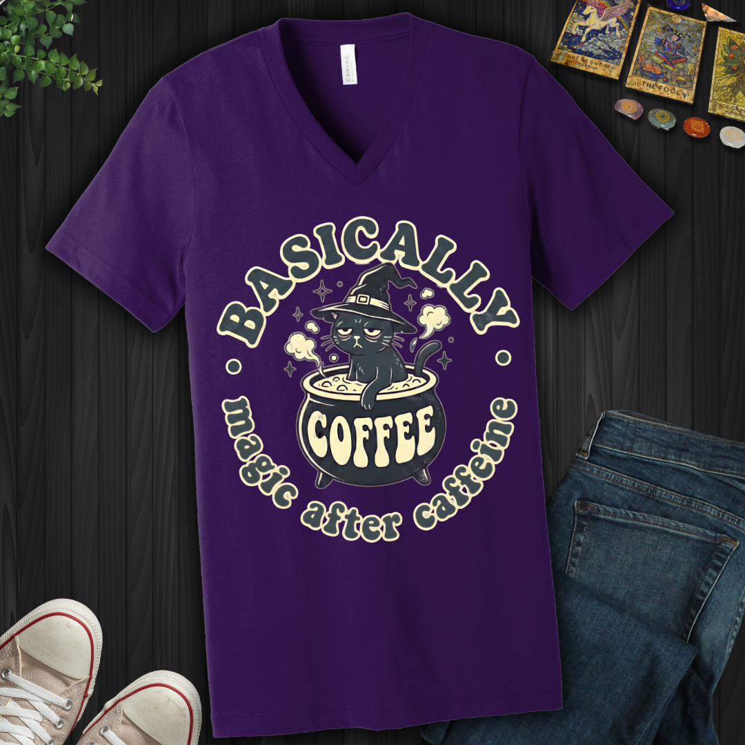 Magic After Caffeine V-Neck Tee