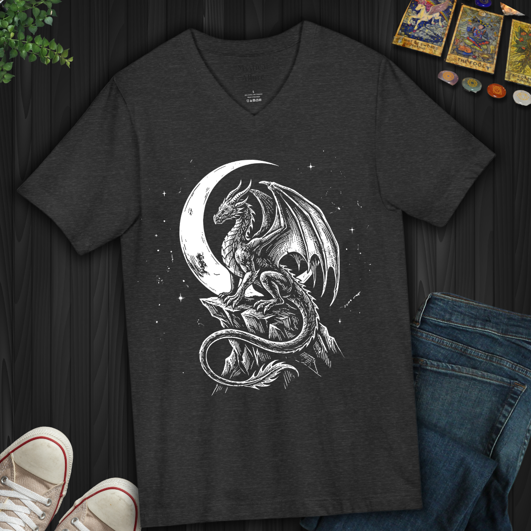 Crescent Dragon V-Neck Tee