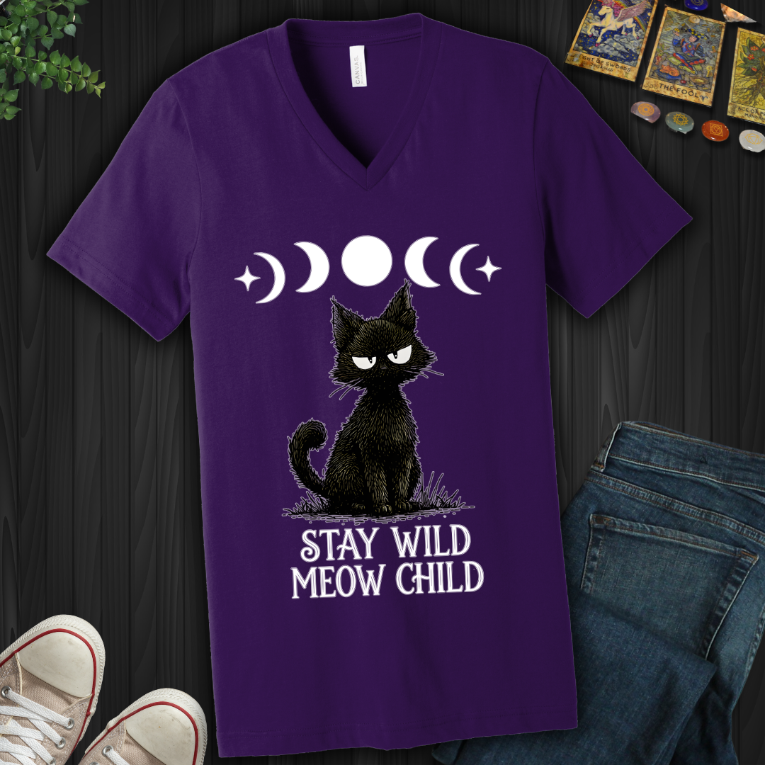 Stay Wild Meow Child V-Neck Tee