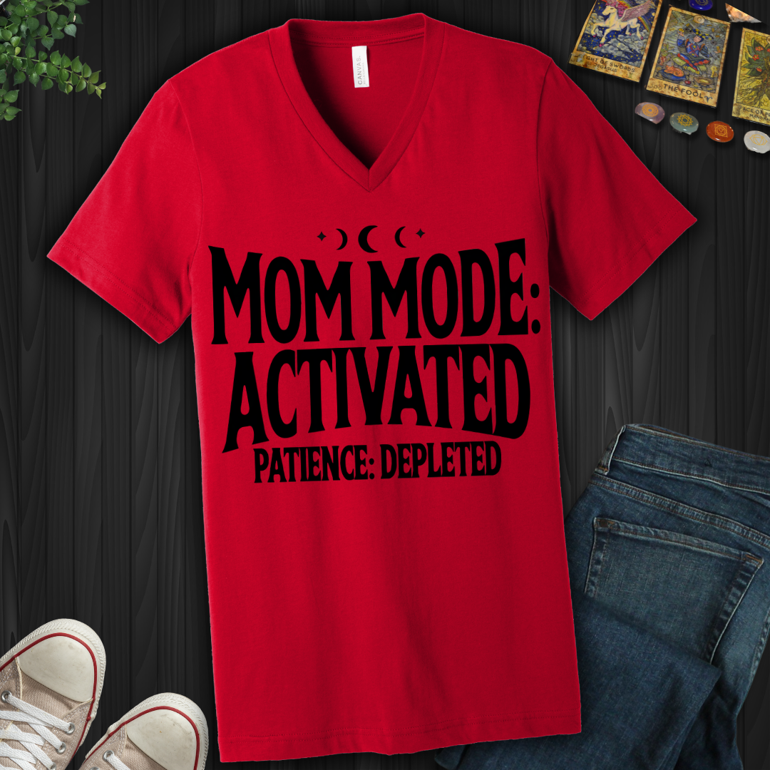 Mom Mode Activated V-Neck Tee