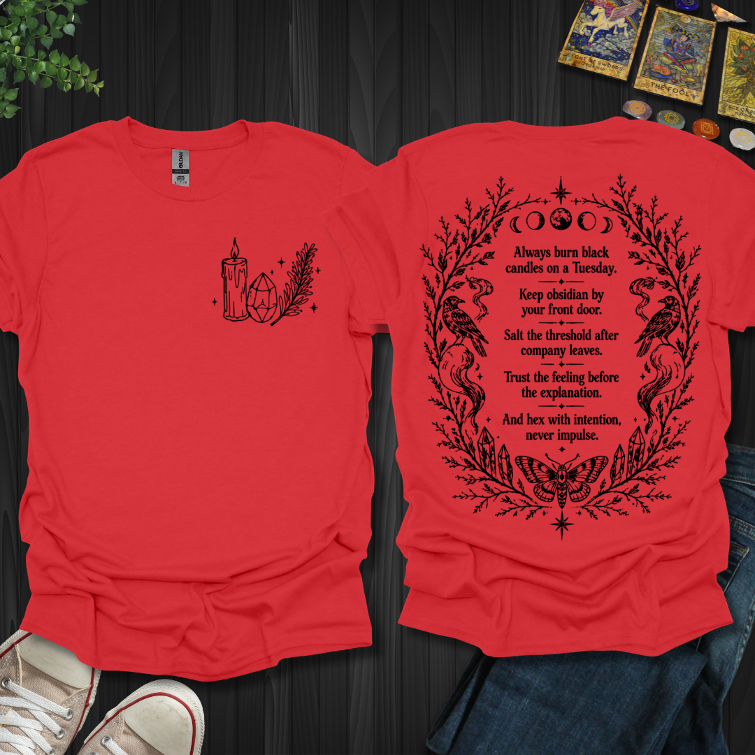 Black Candle Spell Front and Back T-Shirt