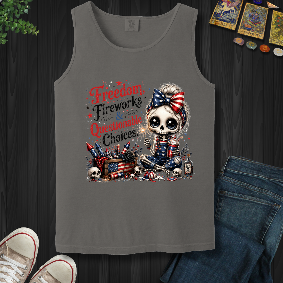 Freedom, Fireworks, And Questionable Choices- Tank Top