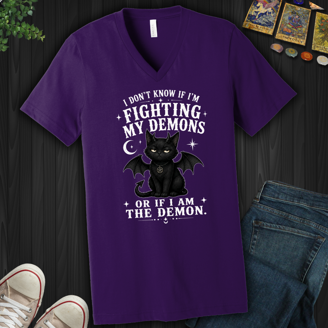 Fighting The Demon Or Am The Demon- V-Neck