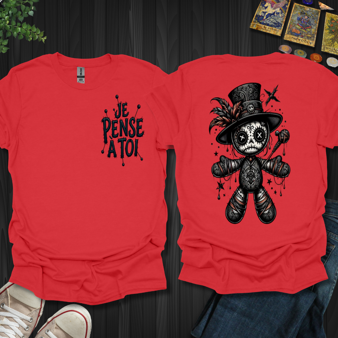 Je Pense à Toi Voodoo Doll Front & Back T-Shirt