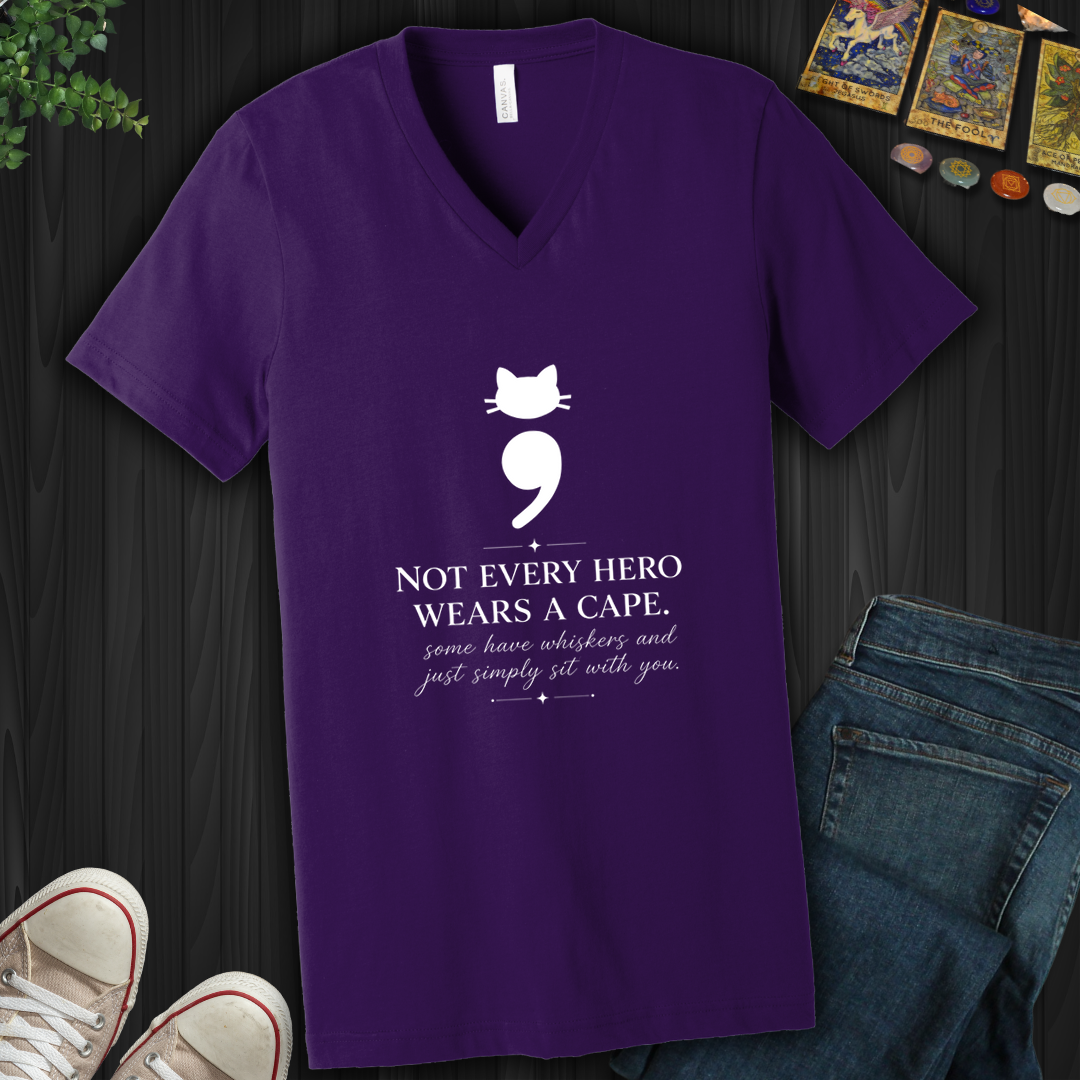 Cat Semicolon- V-Neck