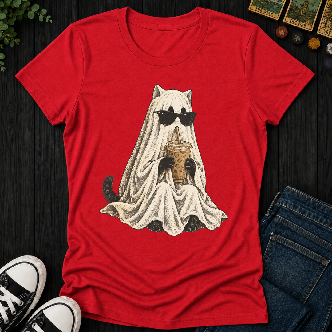 Ghost Cat- Women's Fitted Tee