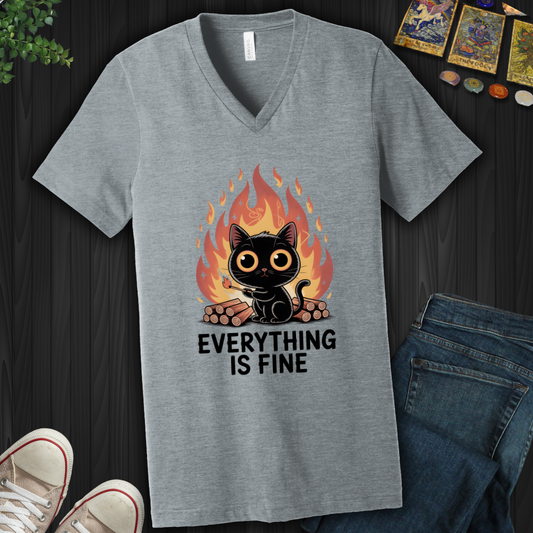 Everything Is Fine V-Neck Tee