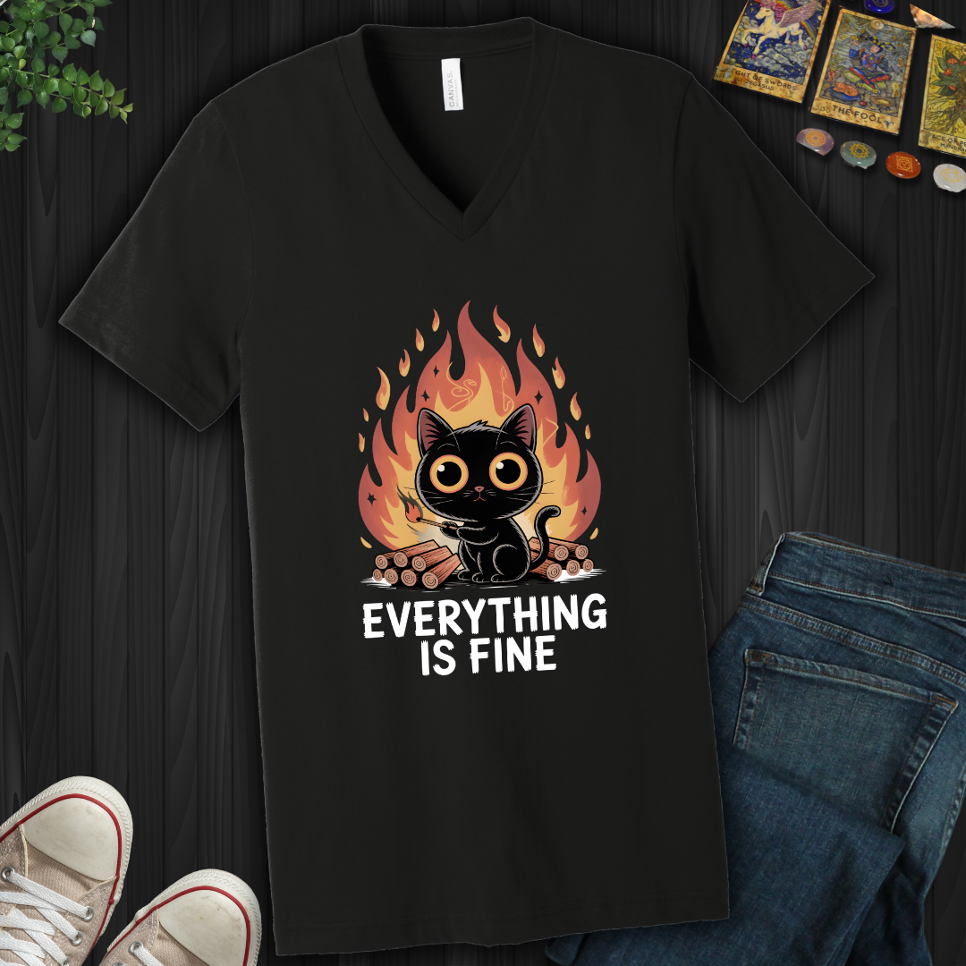 Everything Is Fine V-Neck Tee