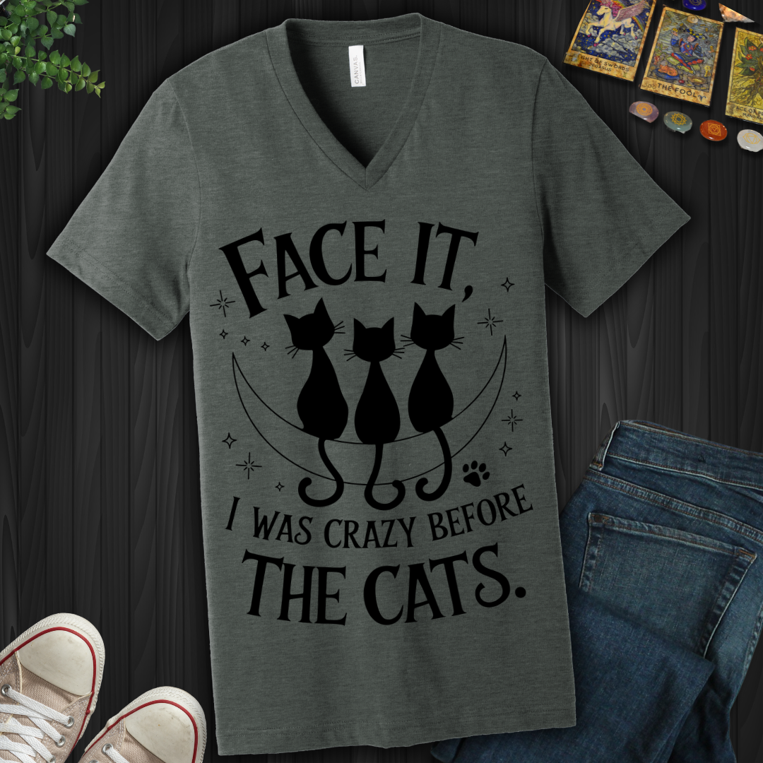 Crazy Before Cats V-Neck Tee