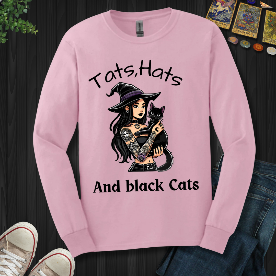 Tats, Hats, And Black Cats Long Sleeve Tee