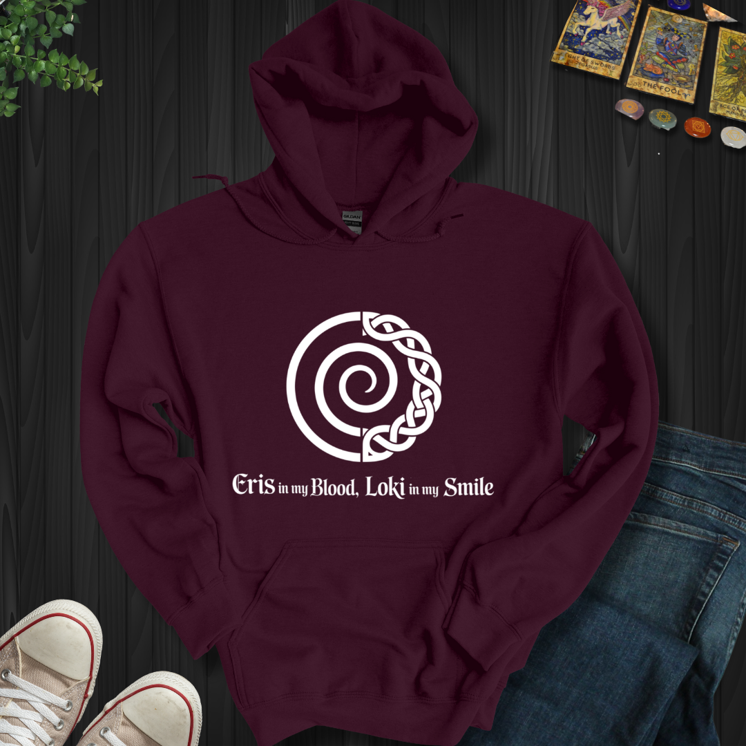Eris In Blood, Loki In Smile Hooded Sweatshirt