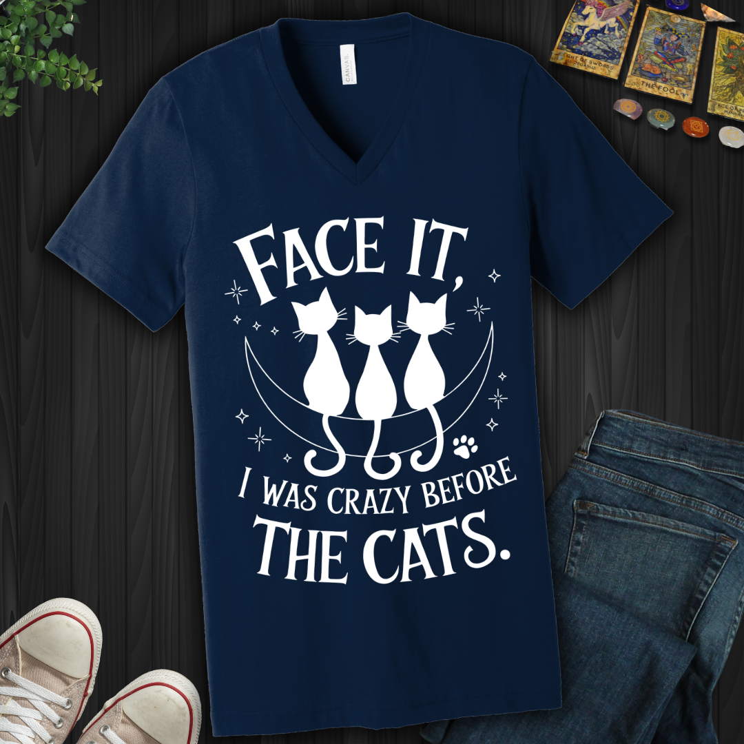 Crazy Before Cats V-Neck Tee