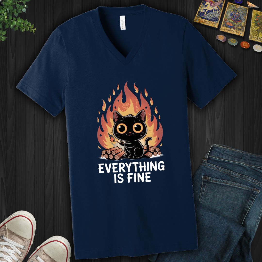 Everything Is Fine V-Neck Tee