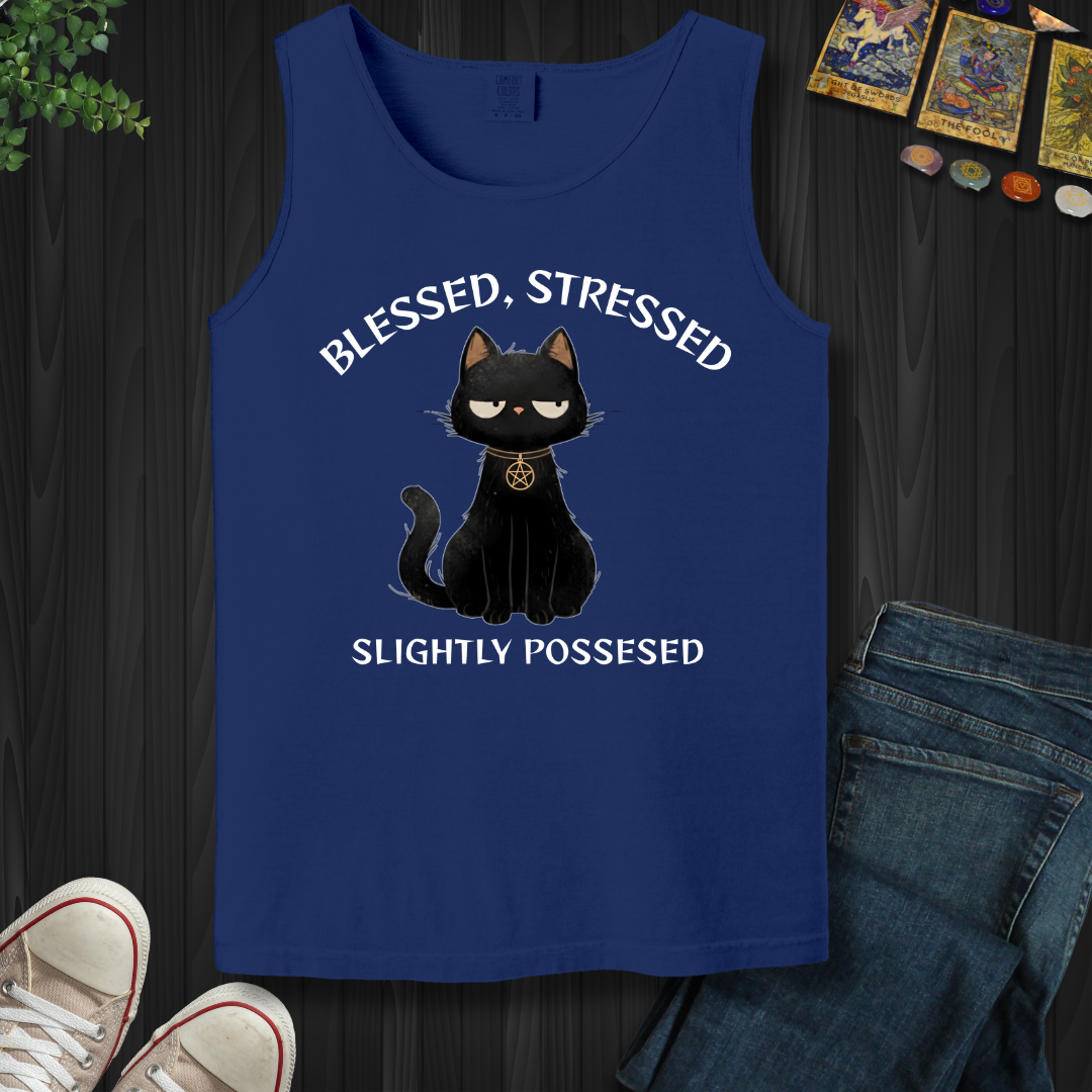 Blessed, Stressed, Slightly Possessed Tank Top