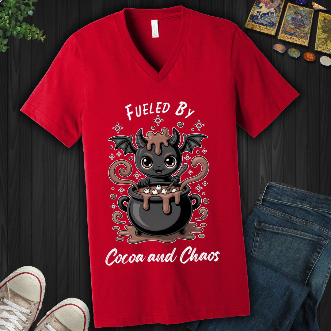 Fueled By Cocoa And Chaos V-Neck Tee