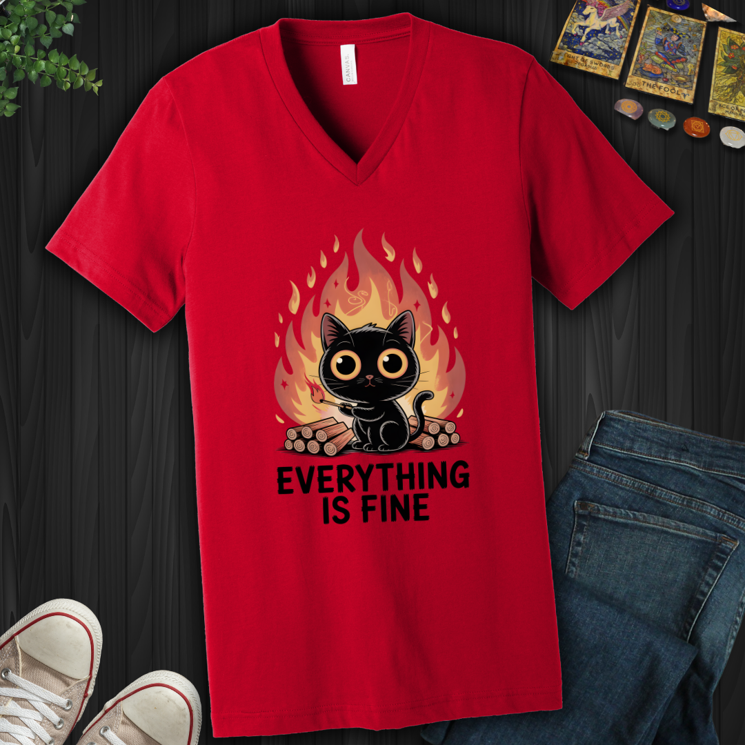 Everything Is Fine V-Neck Tee