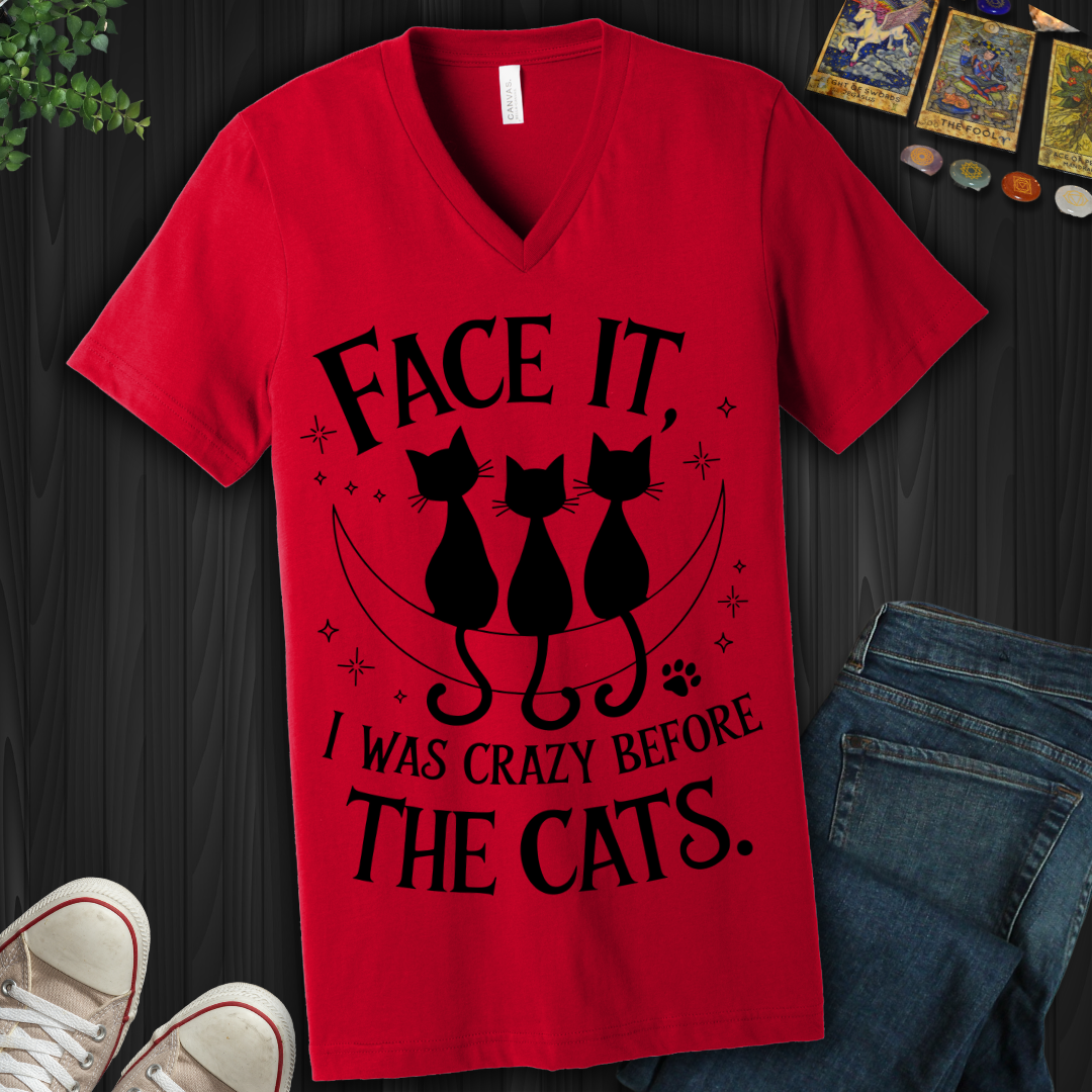 Crazy Before Cats V-Neck Tee
