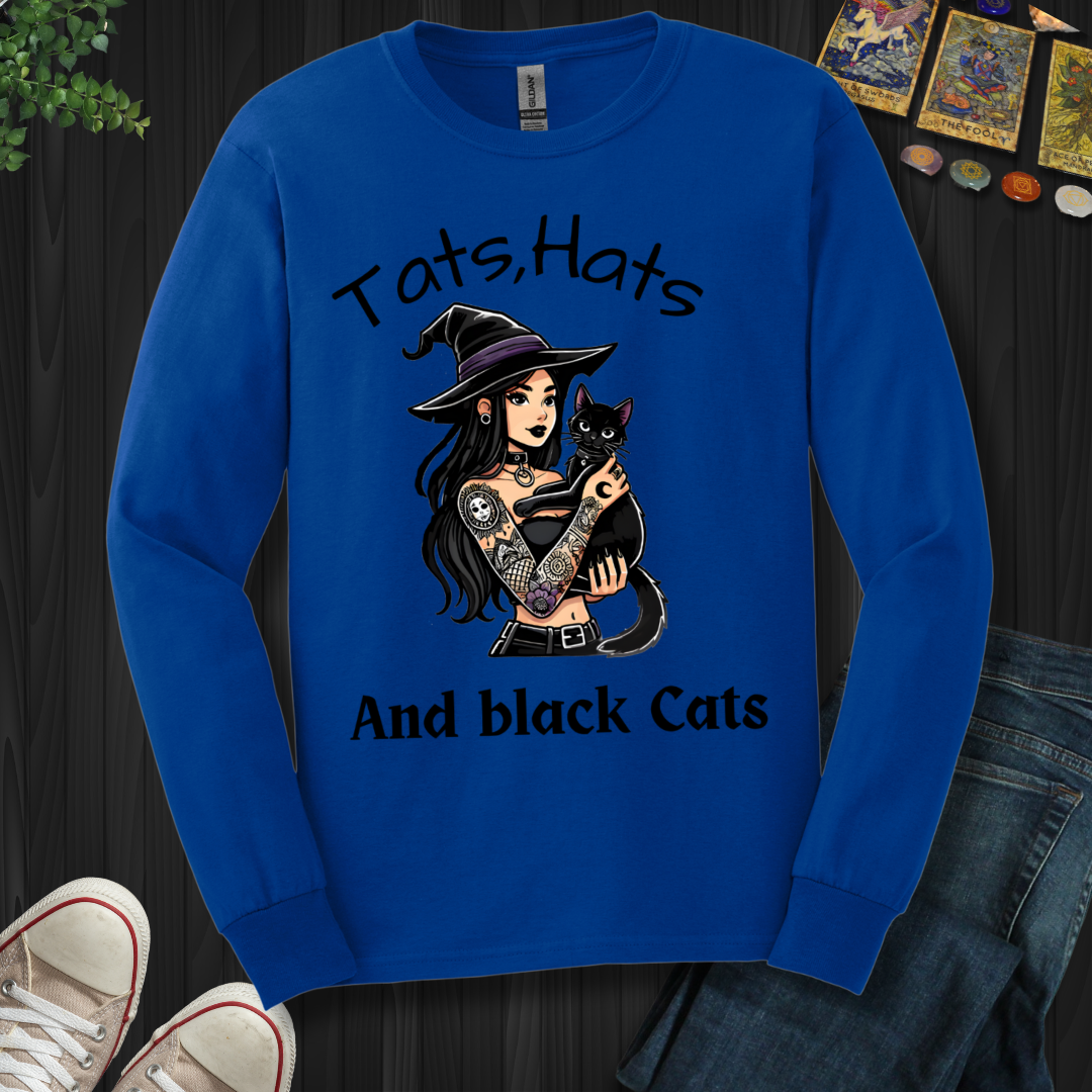 Tats, Hats, And Black Cats Long Sleeve Tee