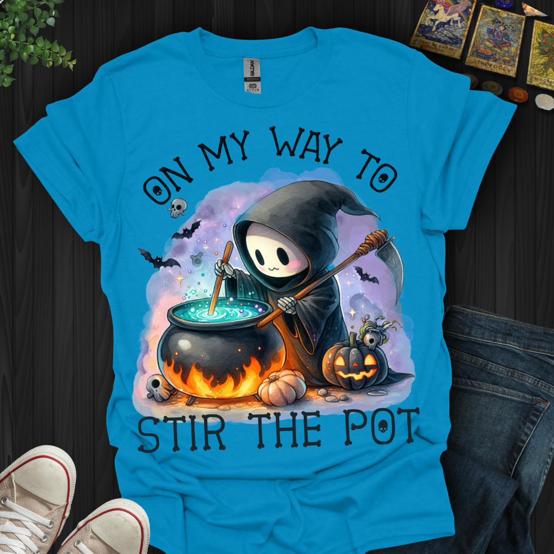 On My Way To Stir The Pot Grim Reaper T-Shirt