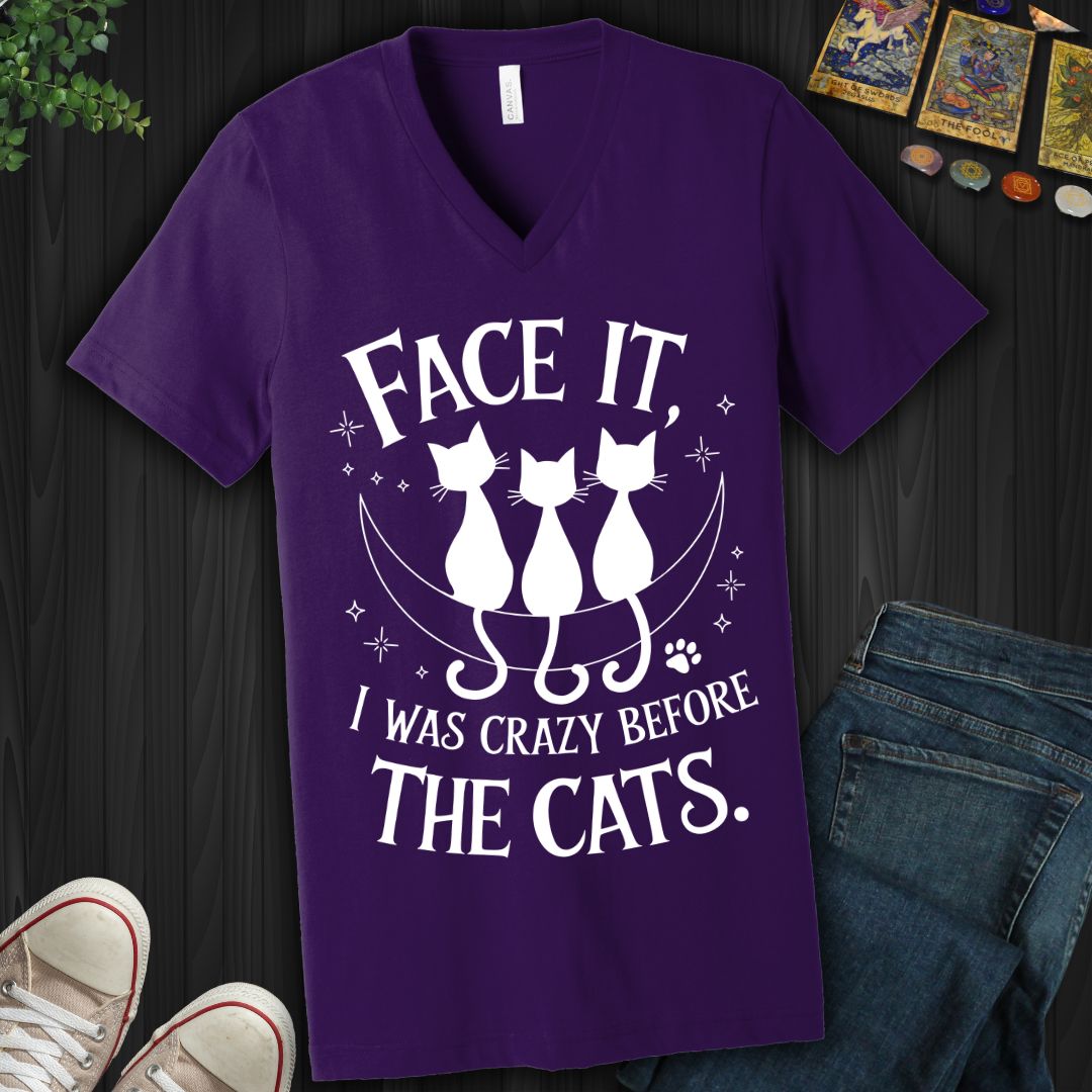 Crazy Before Cats V-Neck Tee