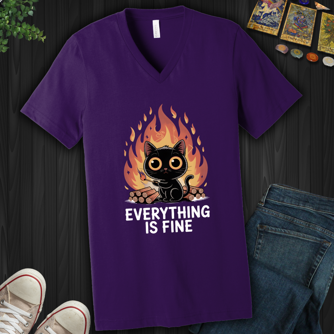 Everything Is Fine V-Neck Tee