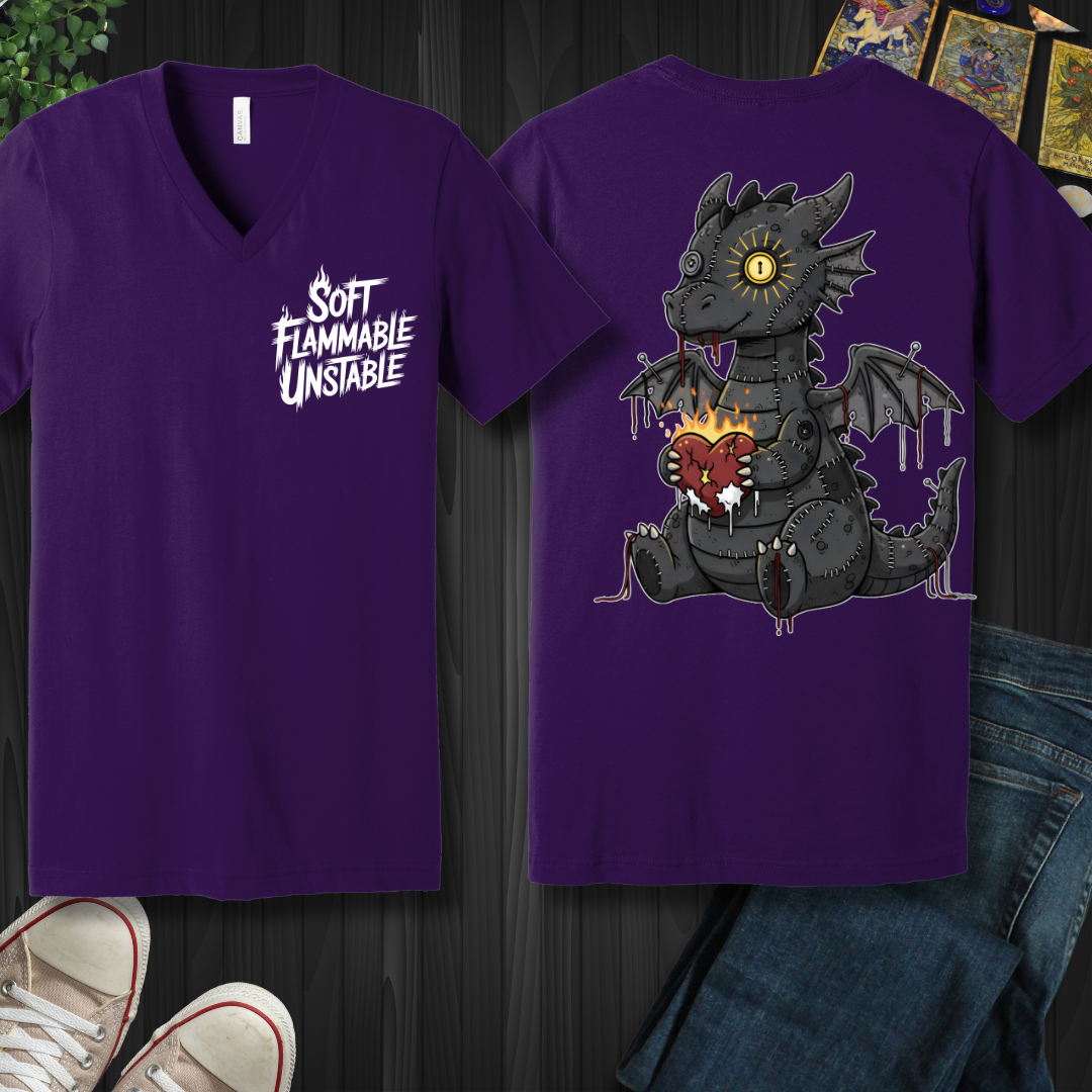 Soft ⢠Flammable ⢠Unstable ā Dragon V-Neck Tee