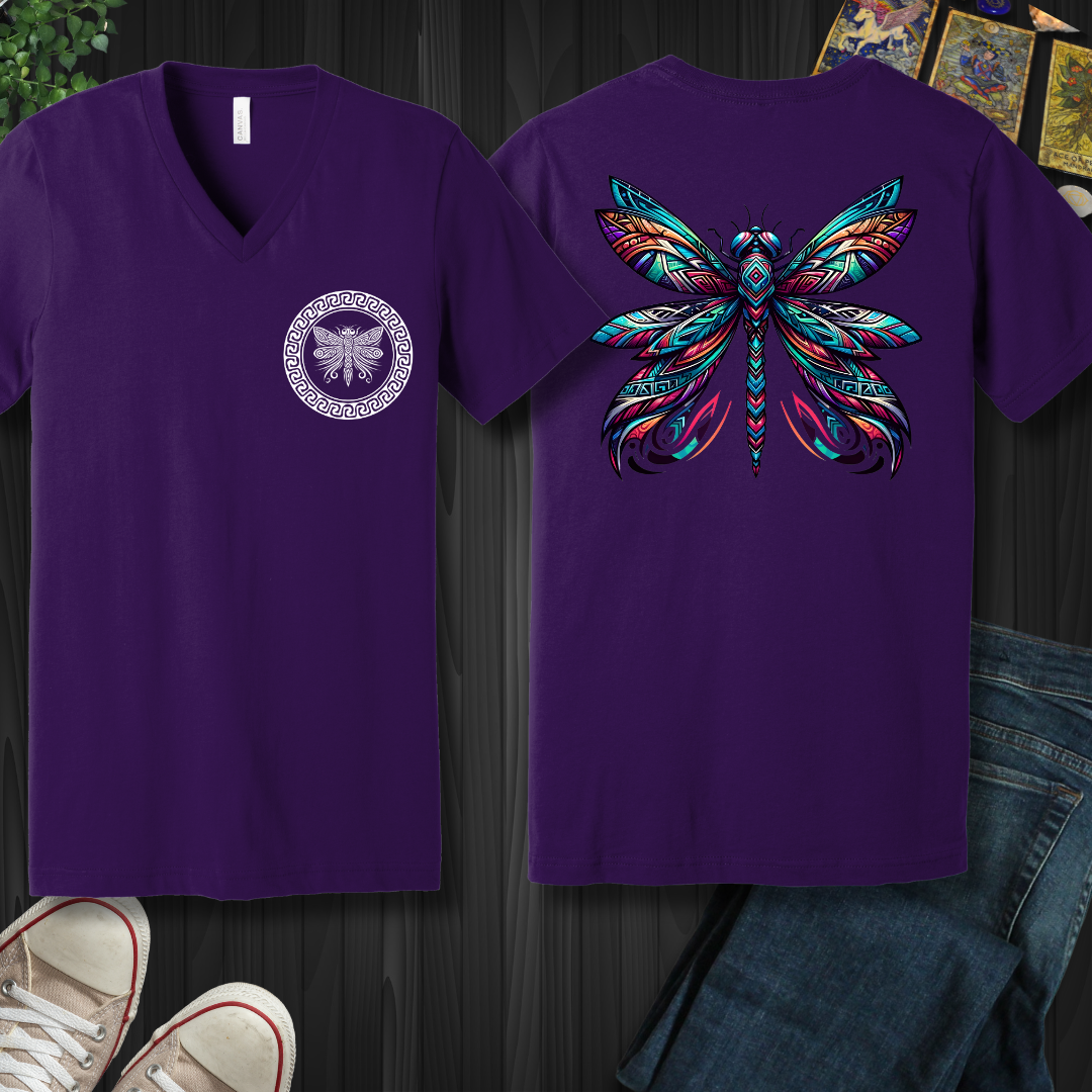 Tribal Dragonfly V-Neck Tee
