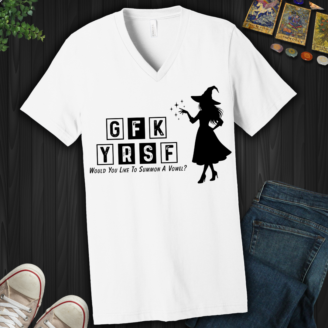 Summon A Vowel V-Neck Tee