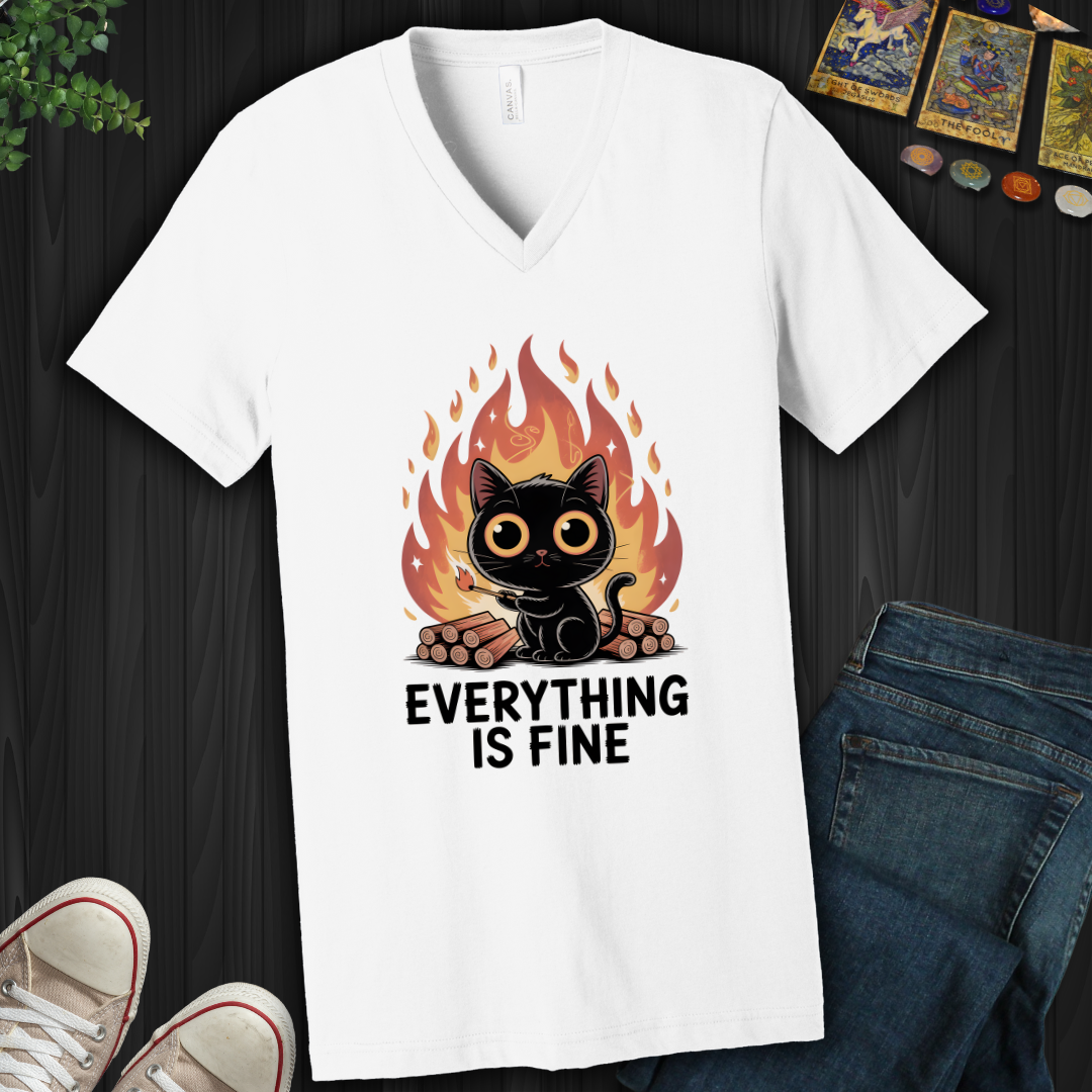 Everything Is Fine V-Neck Tee