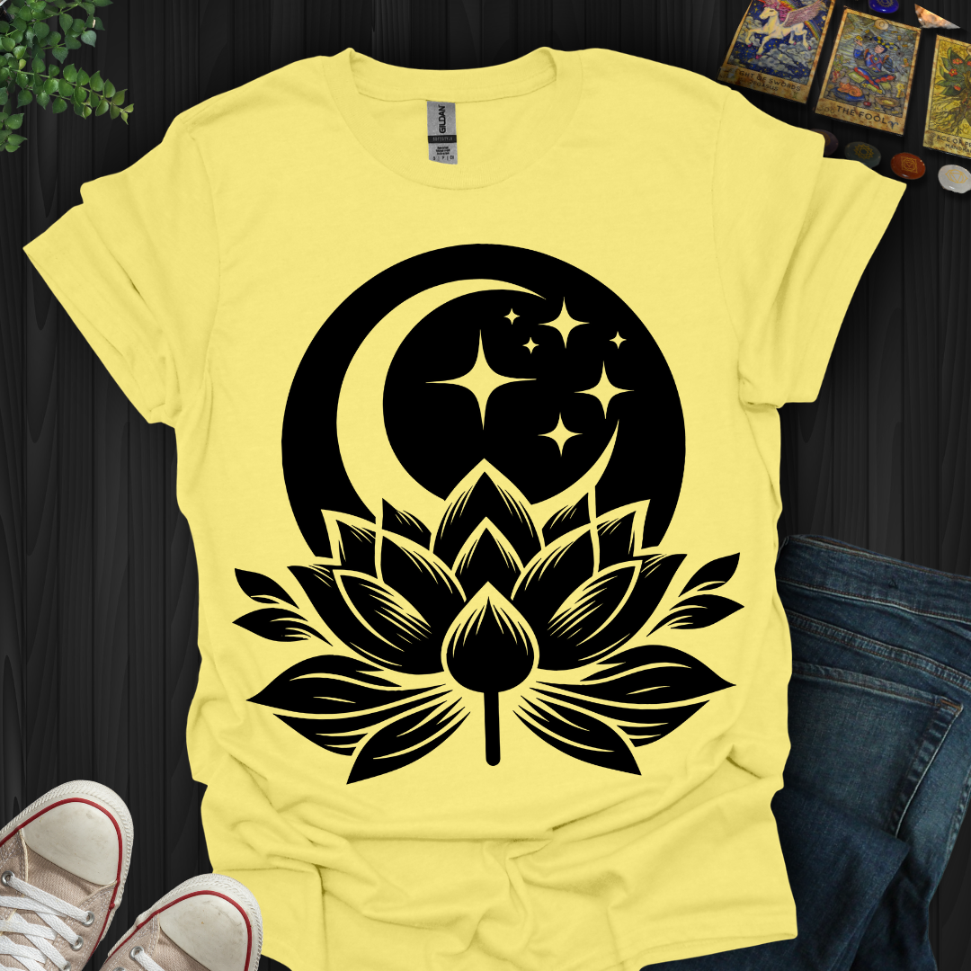 Blossoming Lotus Under the Moon and Stars T-Shirt