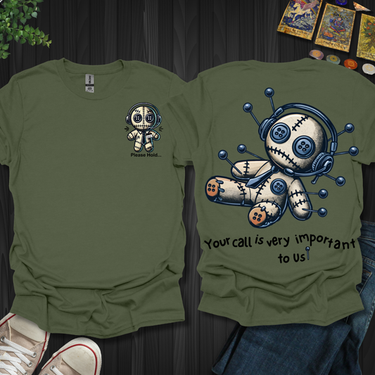 Customer Service Voodoo Doll Front and Back T-Shirt
