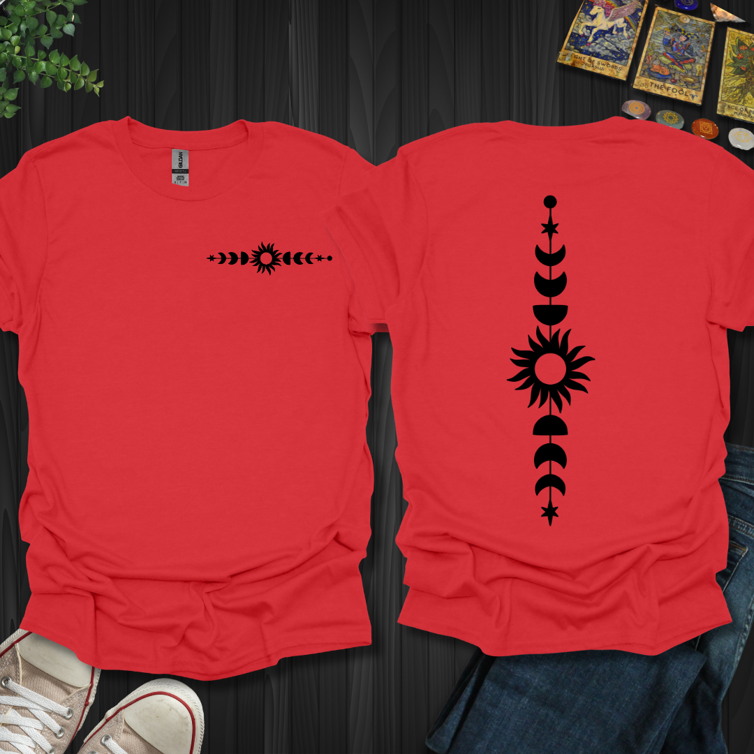 Boho Sun, Moon And Star front and back T-Shirt