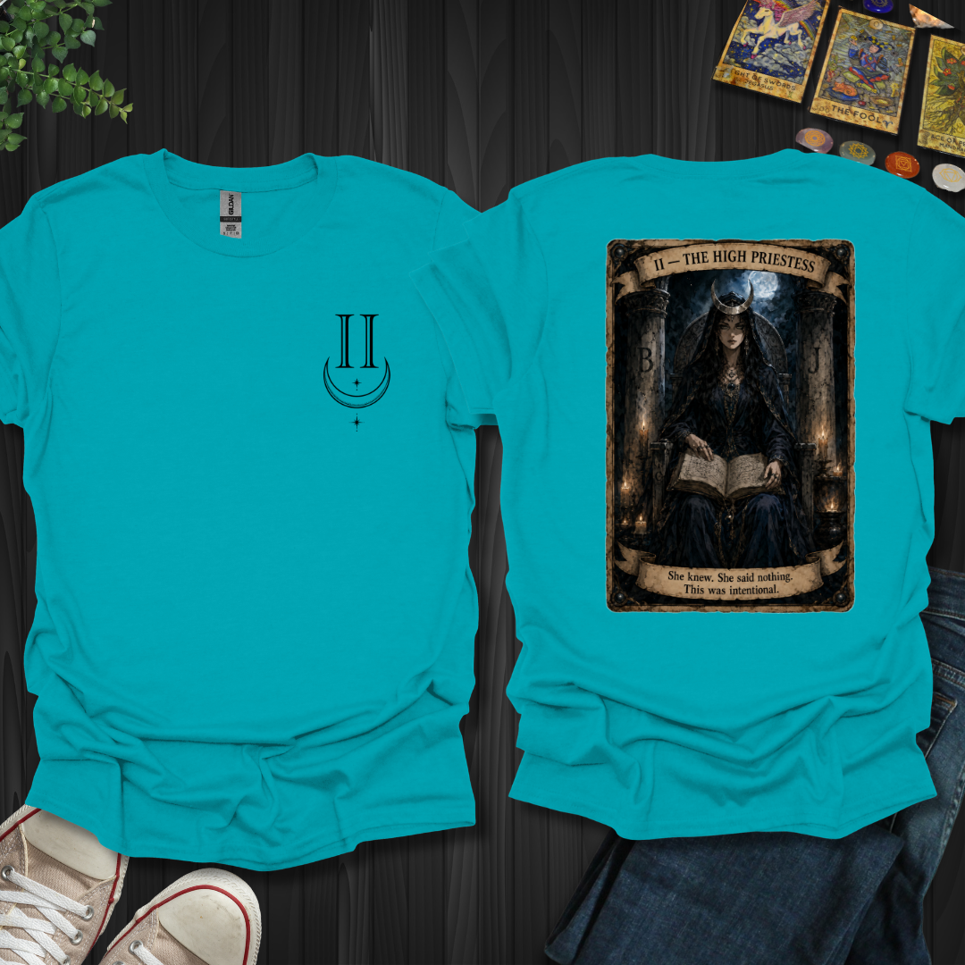 The High Priestess Dark Tarot Series Front and Back T-Shirt