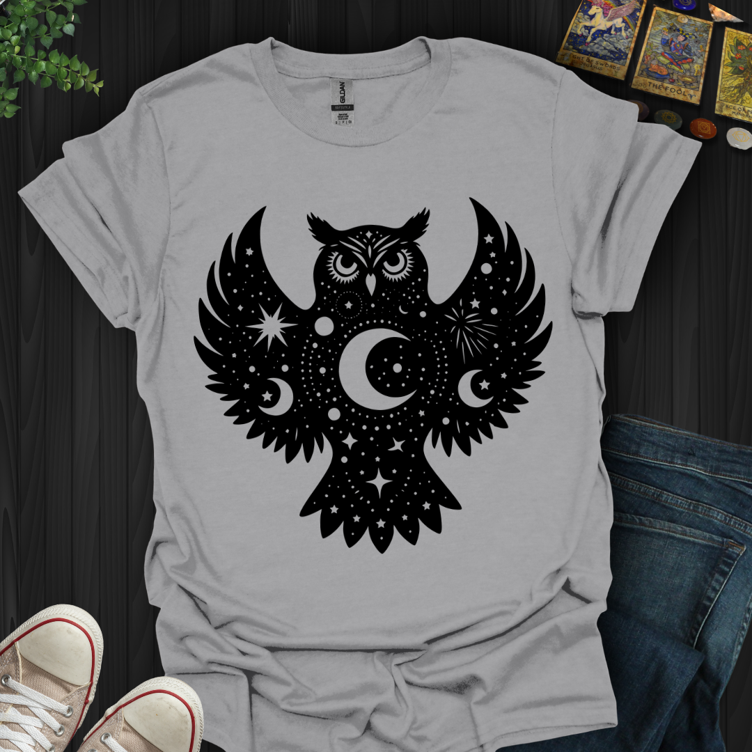 Celestial Owl Black T-Shirt