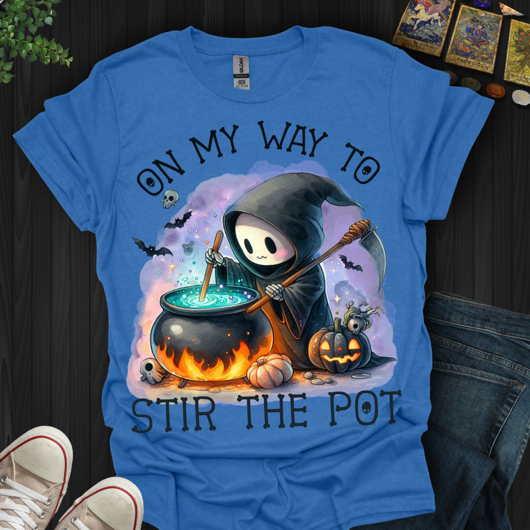 On My Way To Stir The Pot Grim Reaper T-Shirt