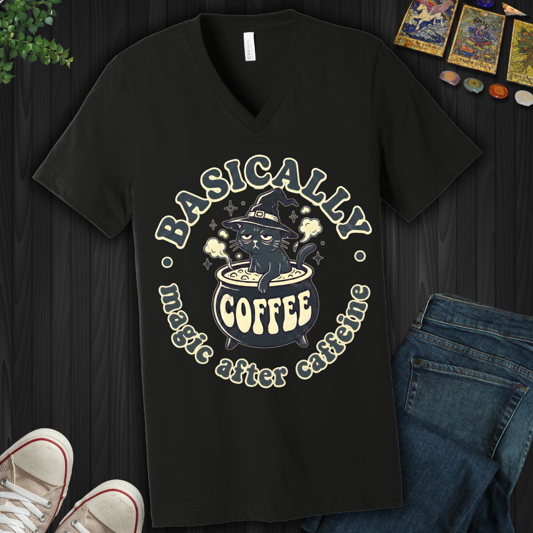 Magic After Caffeine V-Neck Tee
