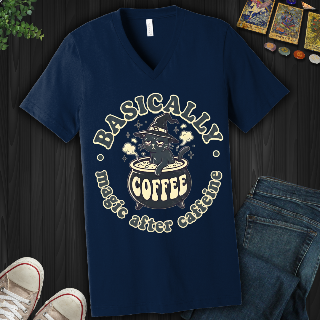 Magic After Caffeine V-Neck Tee
