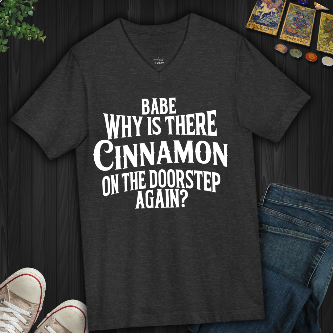 Babe, Why Is There Cinnamon V-Neck Tee
