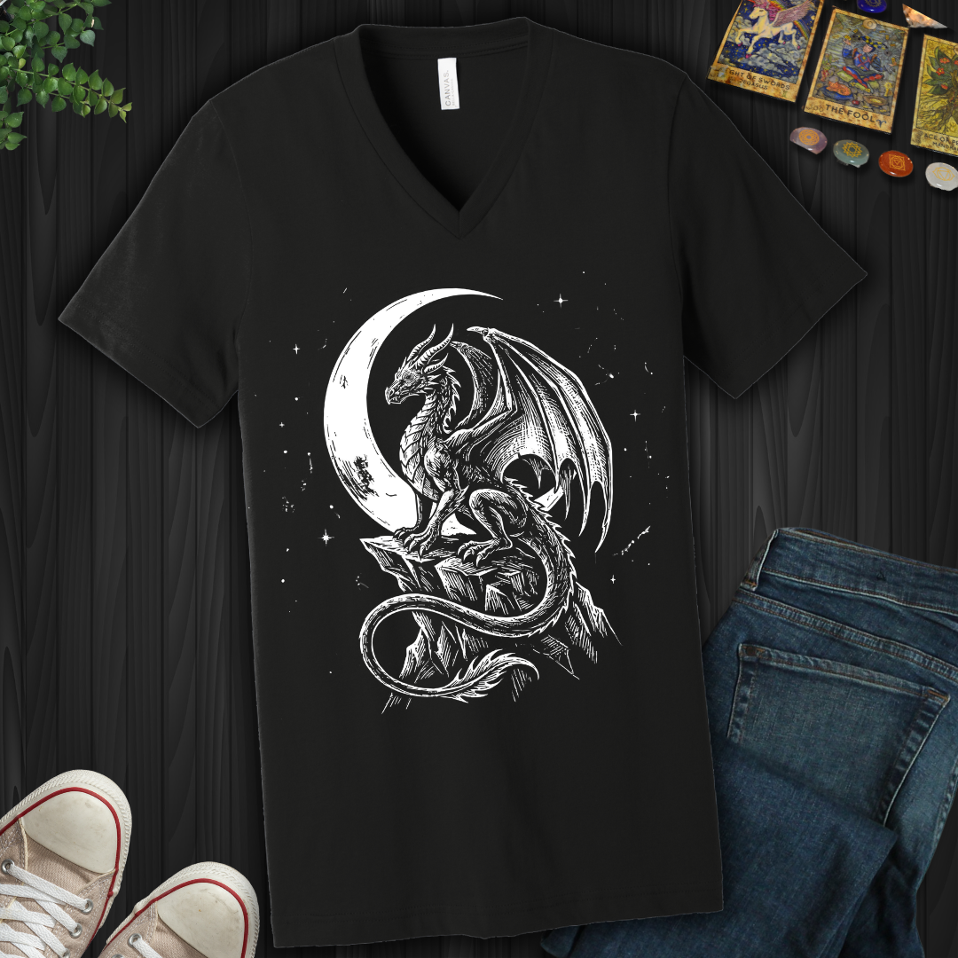 Crescent Dragon V-Neck Tee