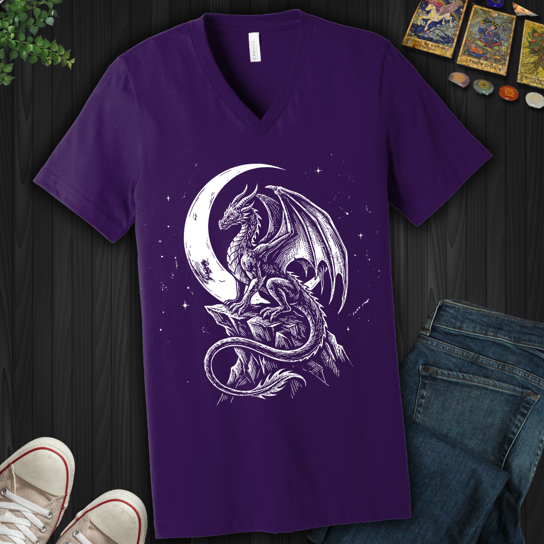 Crescent Dragon V-Neck Tee
