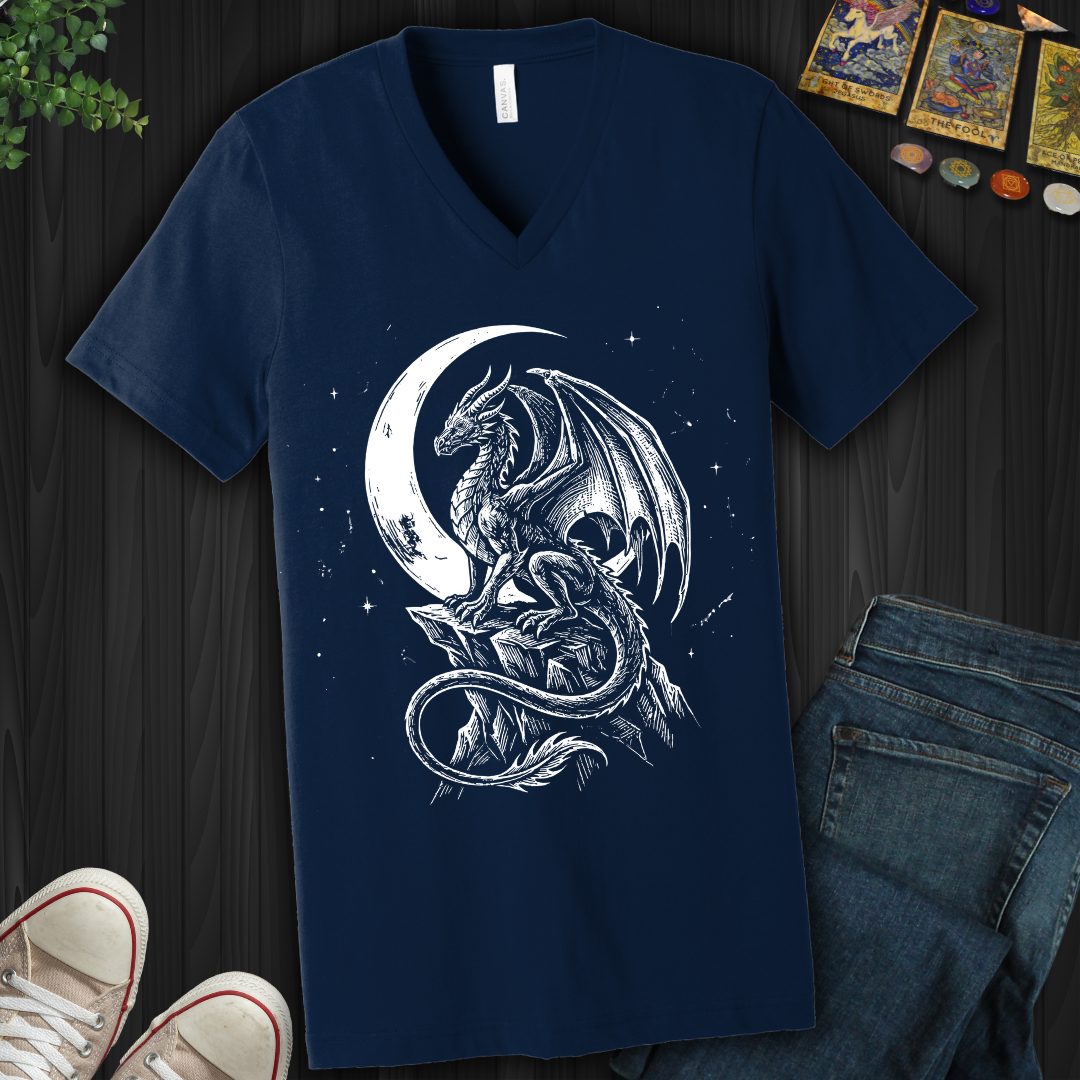 Crescent Dragon V-Neck Tee