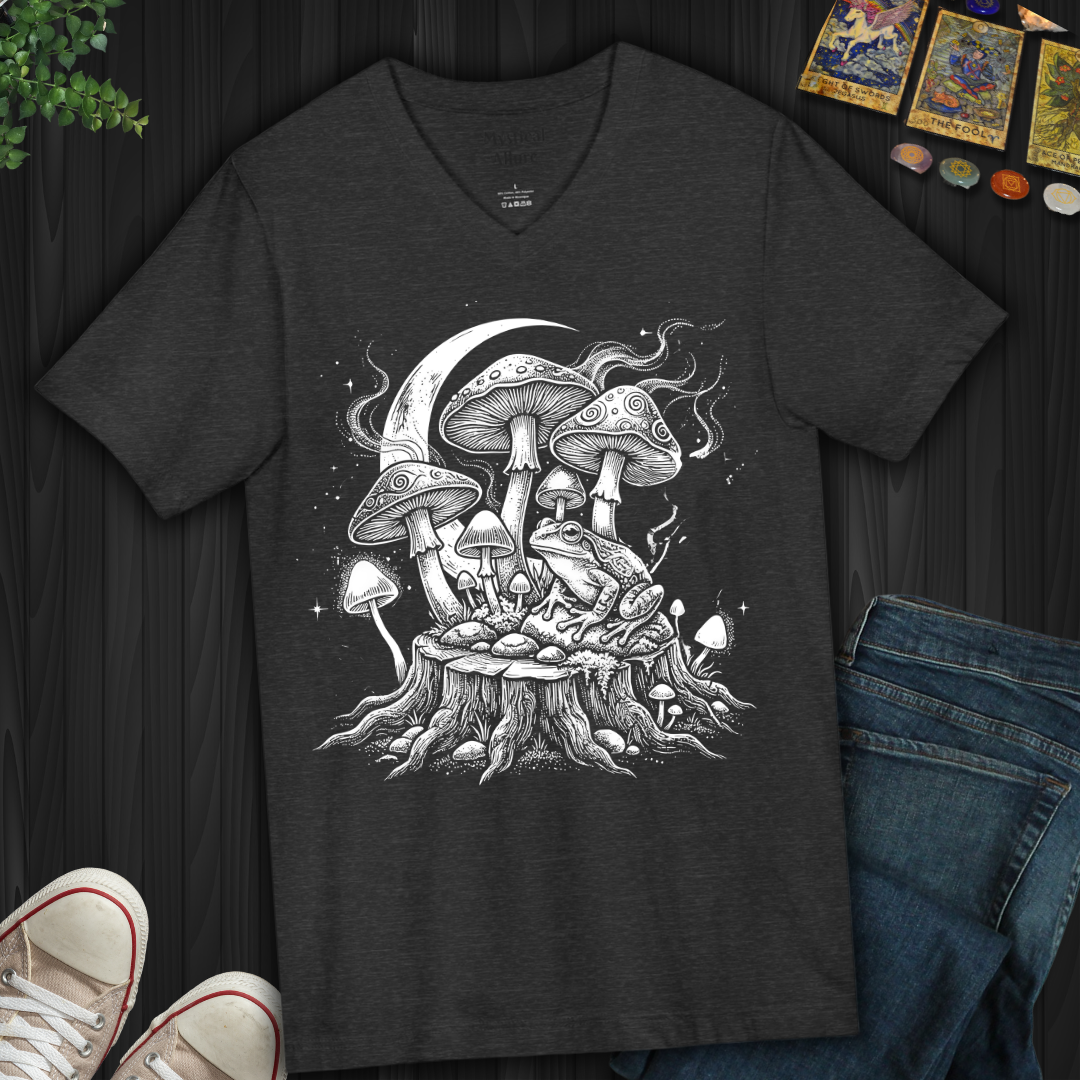 Moonlit Mushroom Grove V-Neck Tee
