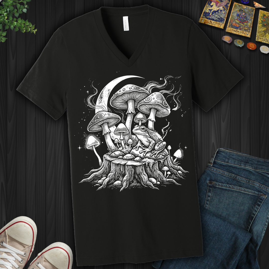 Moonlit Mushroom Grove V-Neck Tee