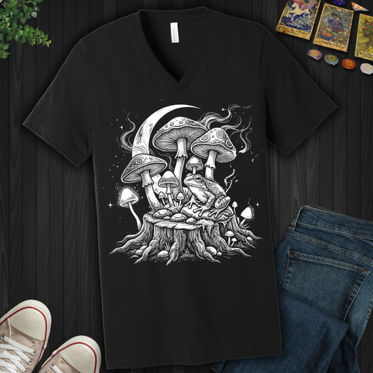 Moonlit Mushroom Grove V-Neck Tee