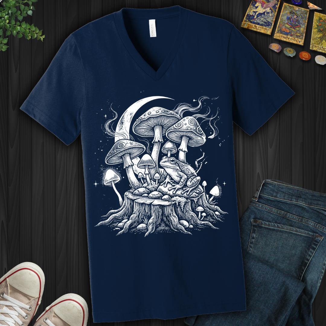 Moonlit Mushroom Grove V-Neck Tee