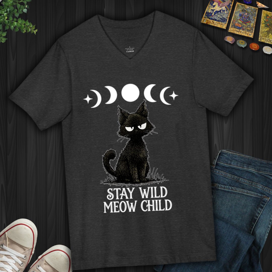 Stay Wild Meow Child V-Neck Tee