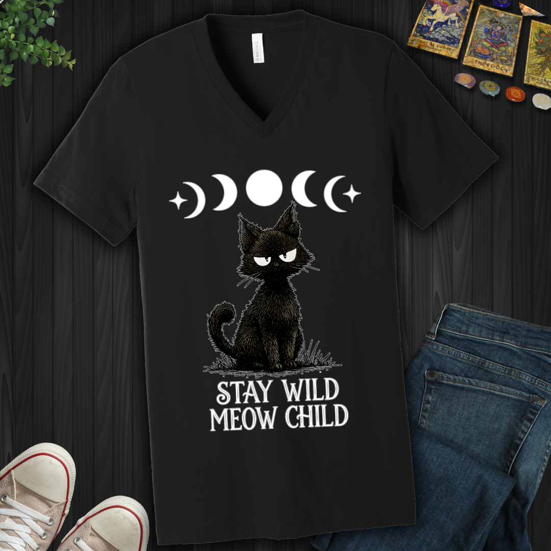 Stay Wild Meow Child V-Neck Tee